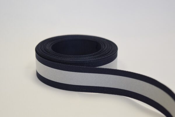 7/8” Navy Grosgrain with ½” 8712 Silver.