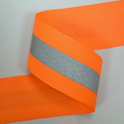 2” Orange Twill Weave with ¾” 8712 Silver.