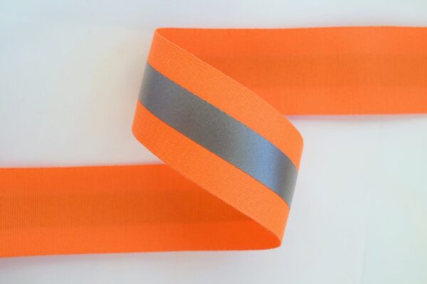 2″ FR Orange Fabric with ¾” 8735 FR Silver