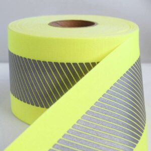 4″ Fluorescent Yellow FR Narrow-Width Fabric with 2″ 3M™ Scotchlite™ Reflective Material 5535 Silver Segmented FR Transfer Film