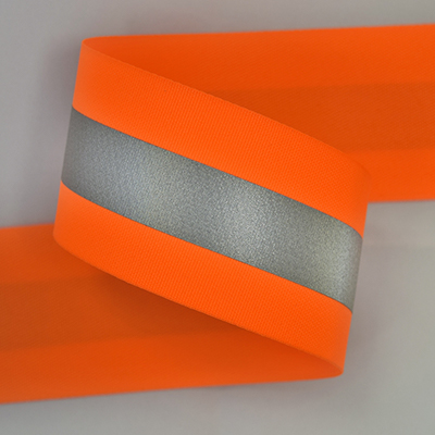 2” Orange Twill Weave with ¾” 9740 Silver.