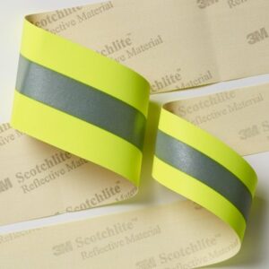 9587 Fluorescent Lime Yellow with Silver Stripe Fire Coat Trim