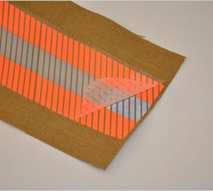 Fluorescent red-orange with Silver Stripe